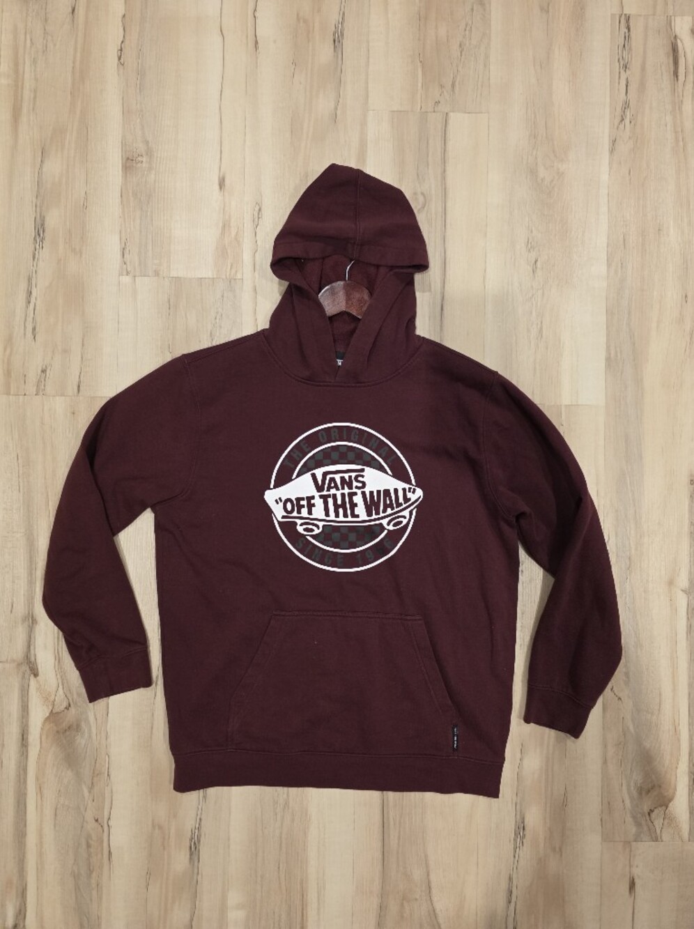 Vans Men's Burgundy Pullover Hoodie with White Logo